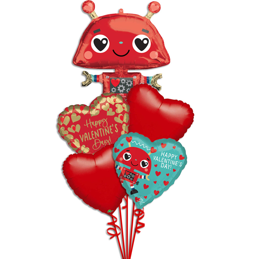 Robot Valentine Balloon Bouquet