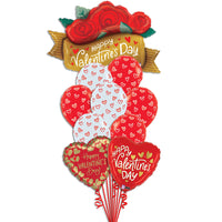 Valentine Roses & Hearts Balloon Bouquet